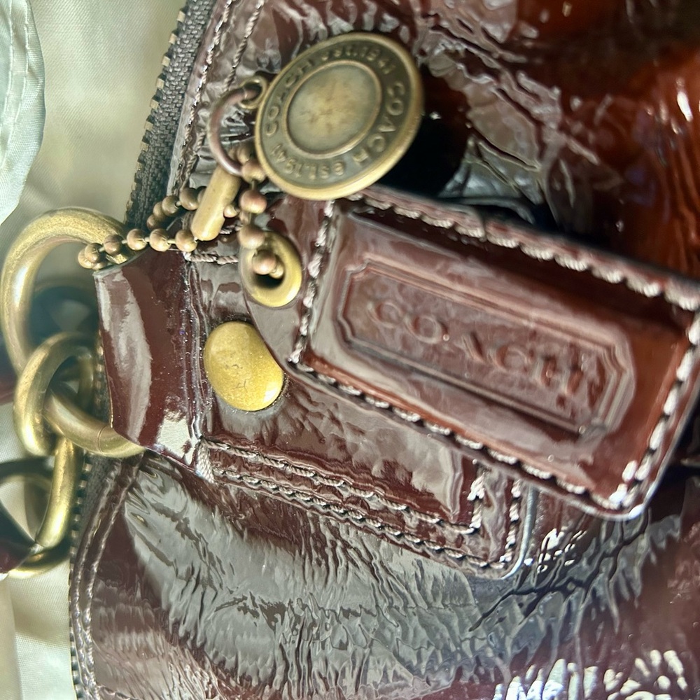 Coach Glossy Patent Leather Satchel in Deep Burgundy - Picture 3 of 16